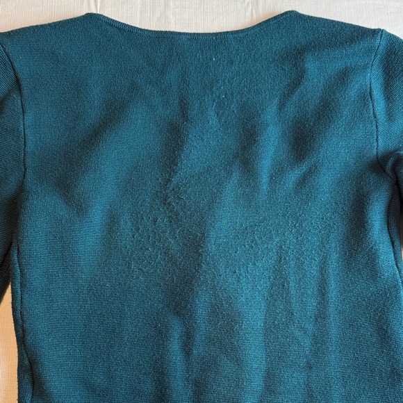 Abercrombie & Fitch Teal Ribbed Square Neck Knit Sweater Crop Front Zip Size S - Picture 11 of 12